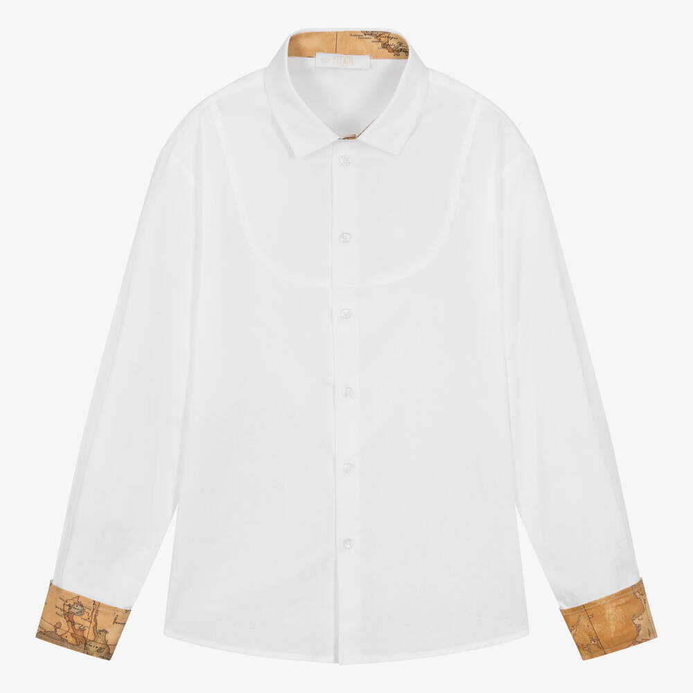 Alviero Martini-قميص بربطة عنق قطن لون أبيض للمراهقين | Childrensalon Outlet