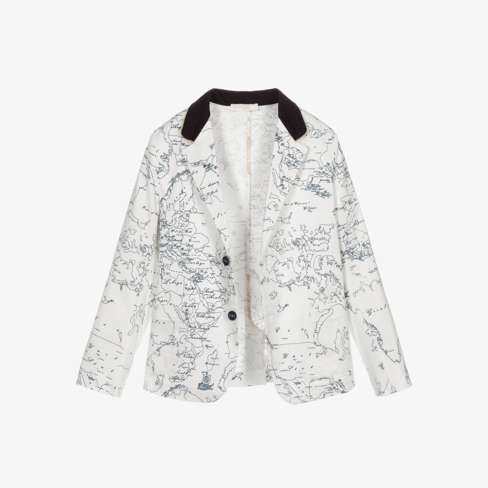 Alviero Martini-Teen Boys White Geo Map Blazer | Childrensalon Outlet