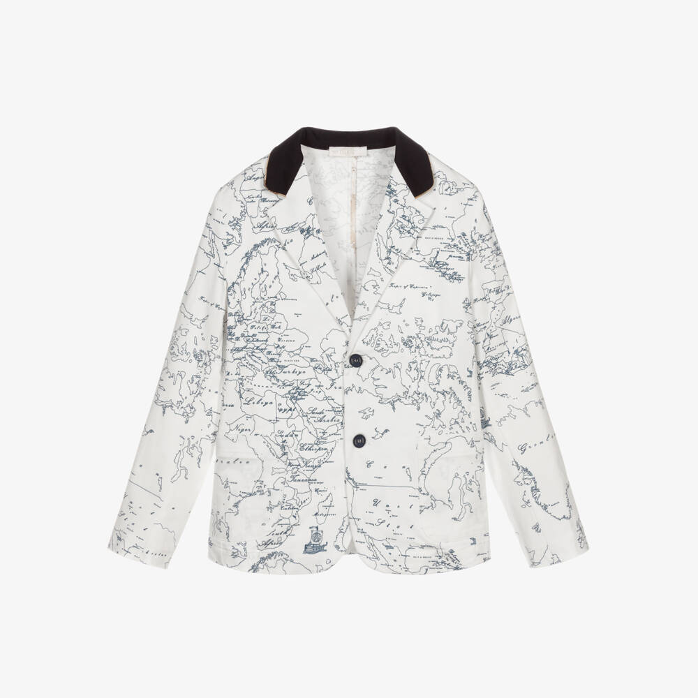 Alviero Martini-Teen Boys White Geo Map Blazer | Childrensalon Outlet