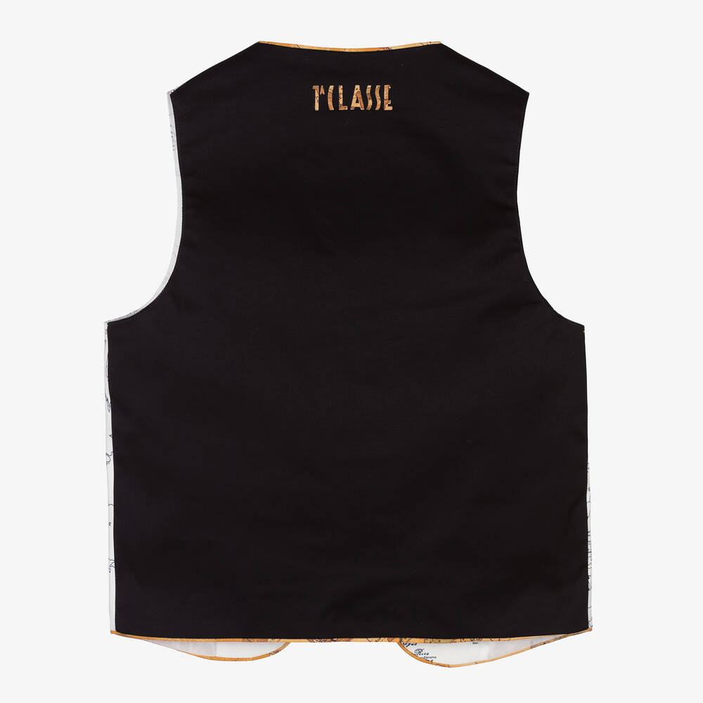 Alviero Martini-Teen Boys White Geo Map Cotton Waistcoat | Childrensalon Outlet