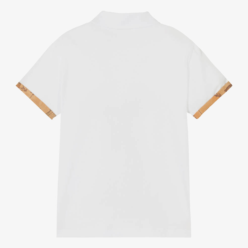 Alviero Martini-توب بولو قطن جيرسي لون أبيض للمراهقين | Childrensalon Outlet