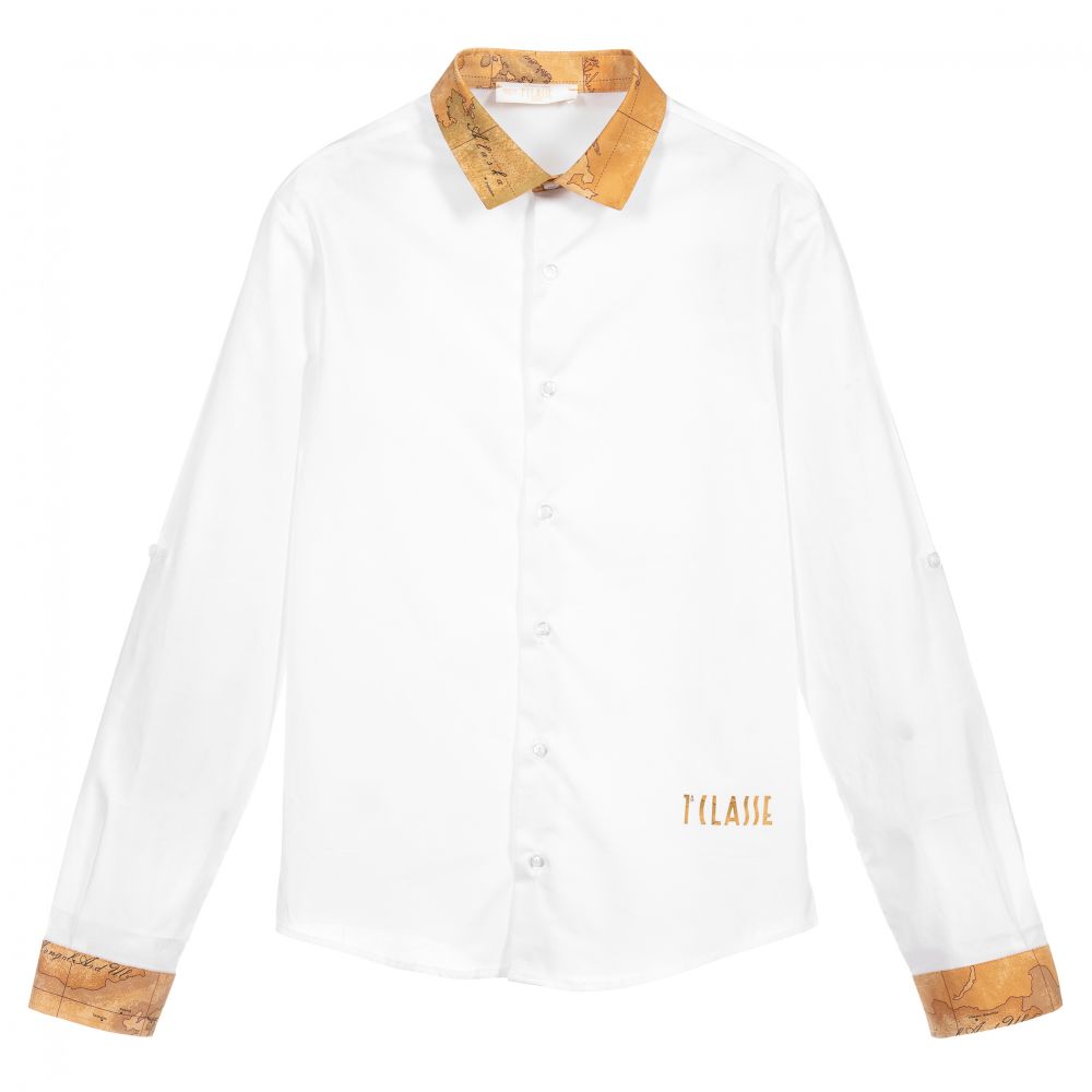 Alviero Martini-Teen Boys White Geo Map Shirt | Childrensalon Outlet
