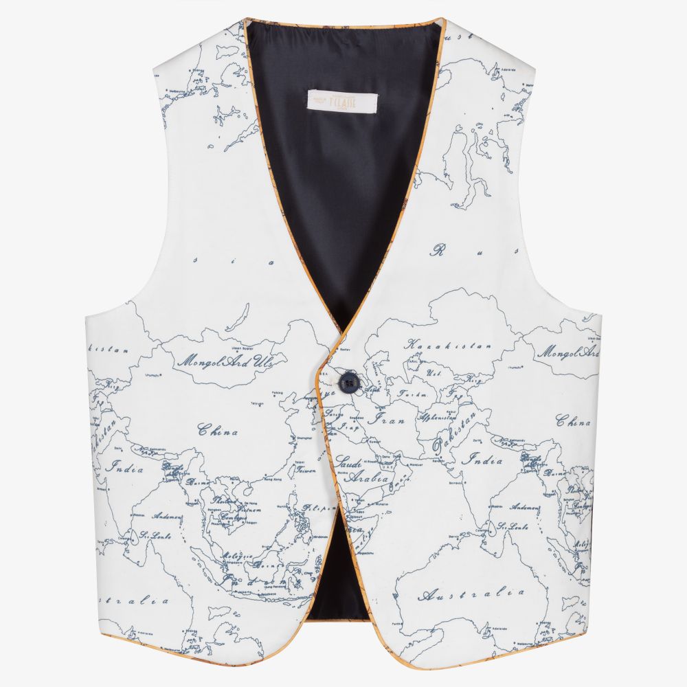 Alviero Martini-Teen Boys White Logo Waistcoat | Childrensalon Outlet