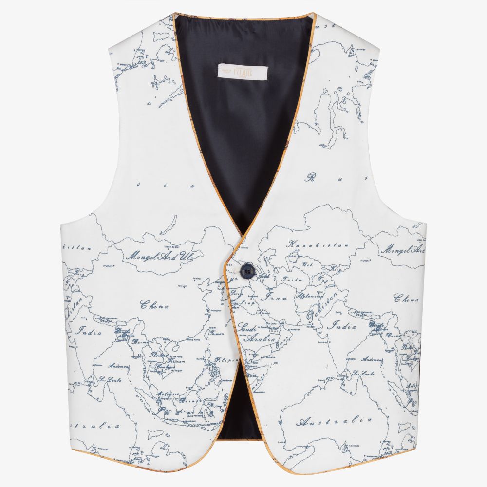 Alviero Martini - Teen Boys White Logo Waistcoat | Childrensalon