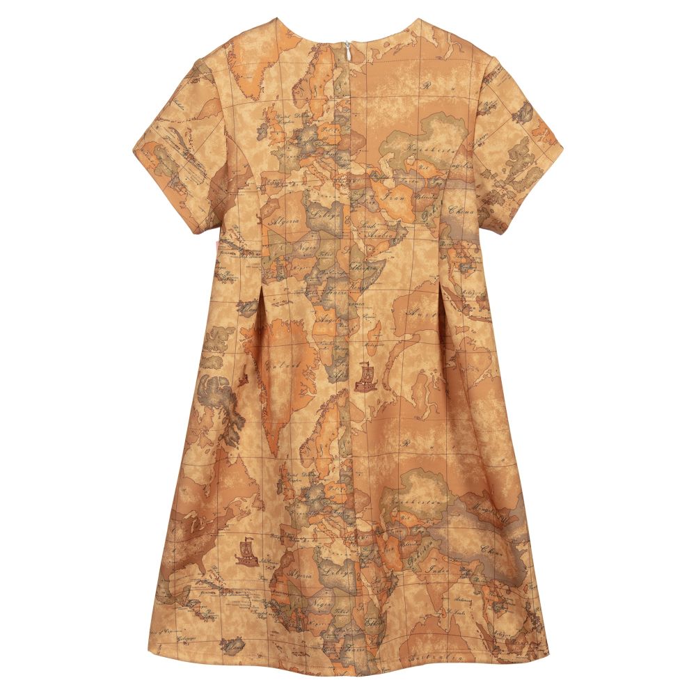Alviero Martini-Teen Dark Beige Geo Map Dress  | Childrensalon Outlet