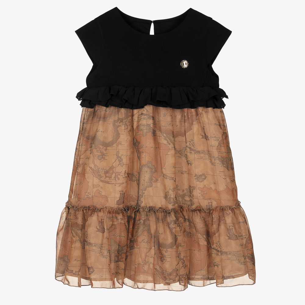 Alviero Martini - Teen Chiffonkleid mit Landkarte  | Childrensalon