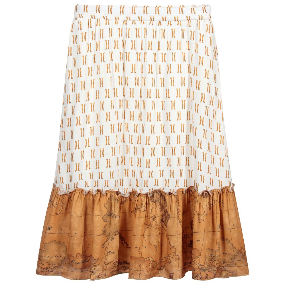 Alviero Martini-تنورة فيسكوز لون بيج و عاجي | Childrensalon Outlet
