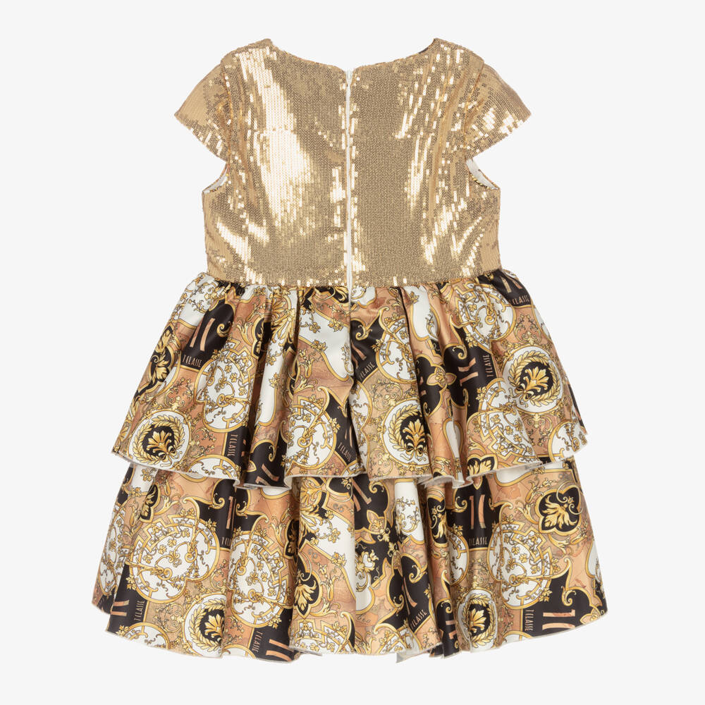 Alviero Martini-Золотистое платье с пайетками | Childrensalon Outlet