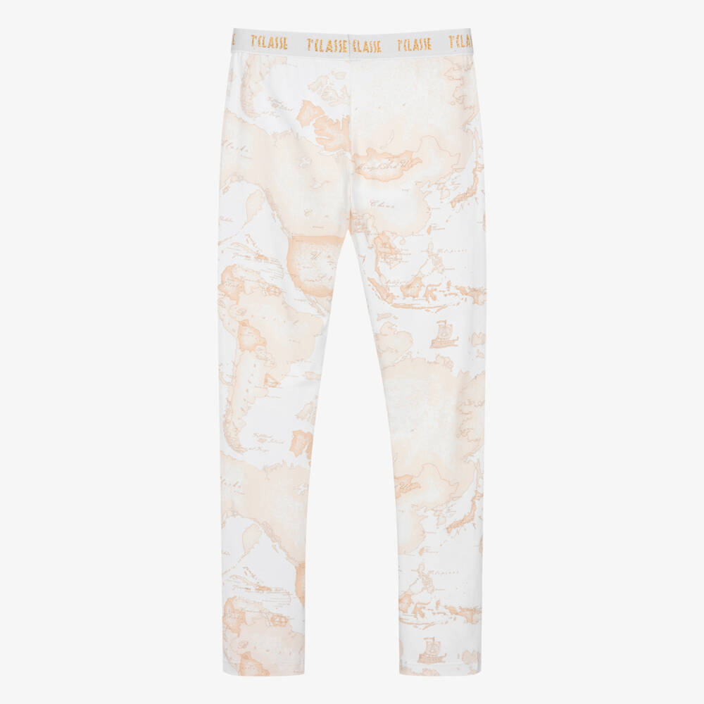 Alviero Martini-Teen Girls Ivory Cotton Geo Leggings | Childrensalon Outlet