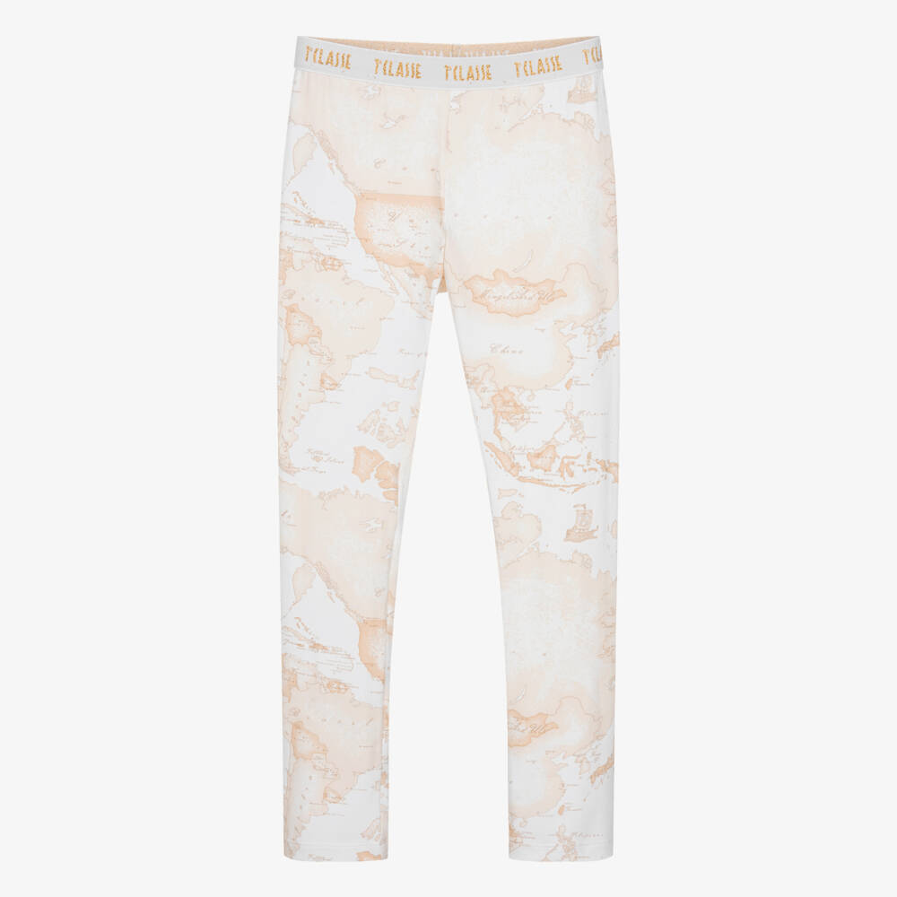 Alviero Martini-Teen Girls Ivory Cotton Geo Leggings | Childrensalon Outlet