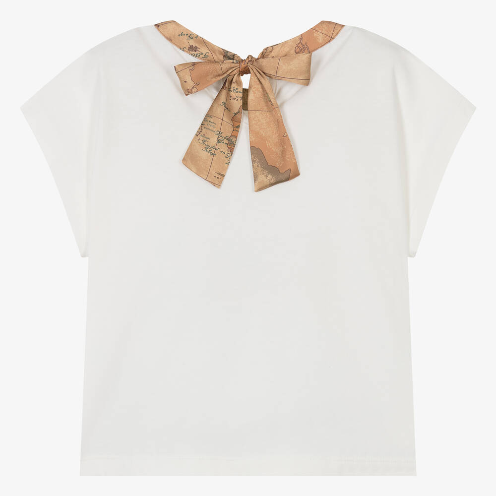 Alviero Martini-Teen Girls Ivory Embellished Geo T-Shirt | Childrensalon Outlet