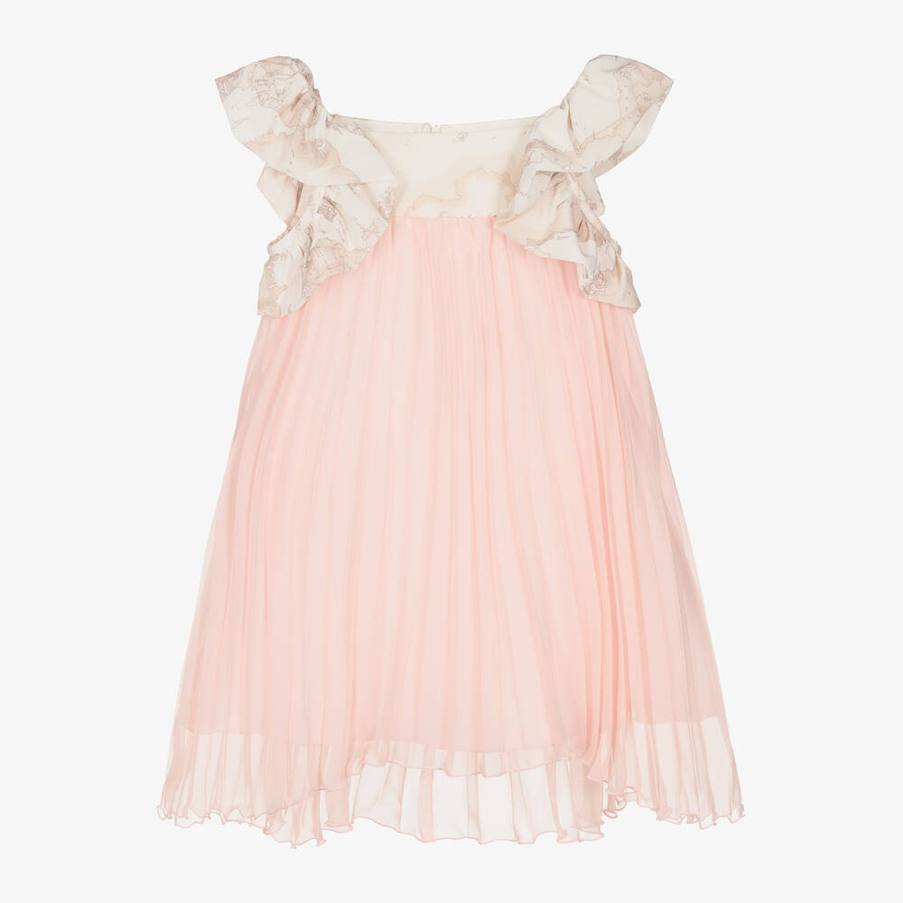 Alviero Martini - Rosa Teen Landkarten-Chiffonkleid | Childrensalon