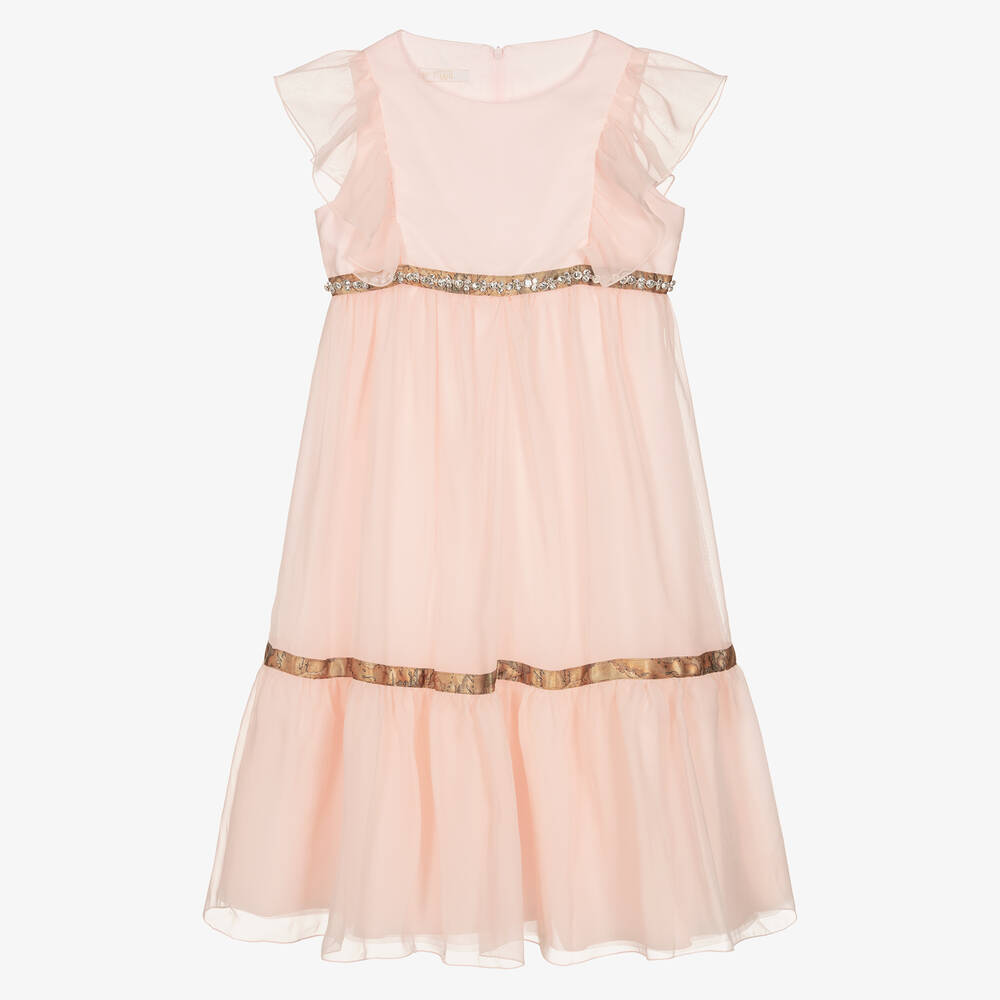 Alviero Martini - Teen Girls Pink Geo Map Chiffon Dress | Childrensalon