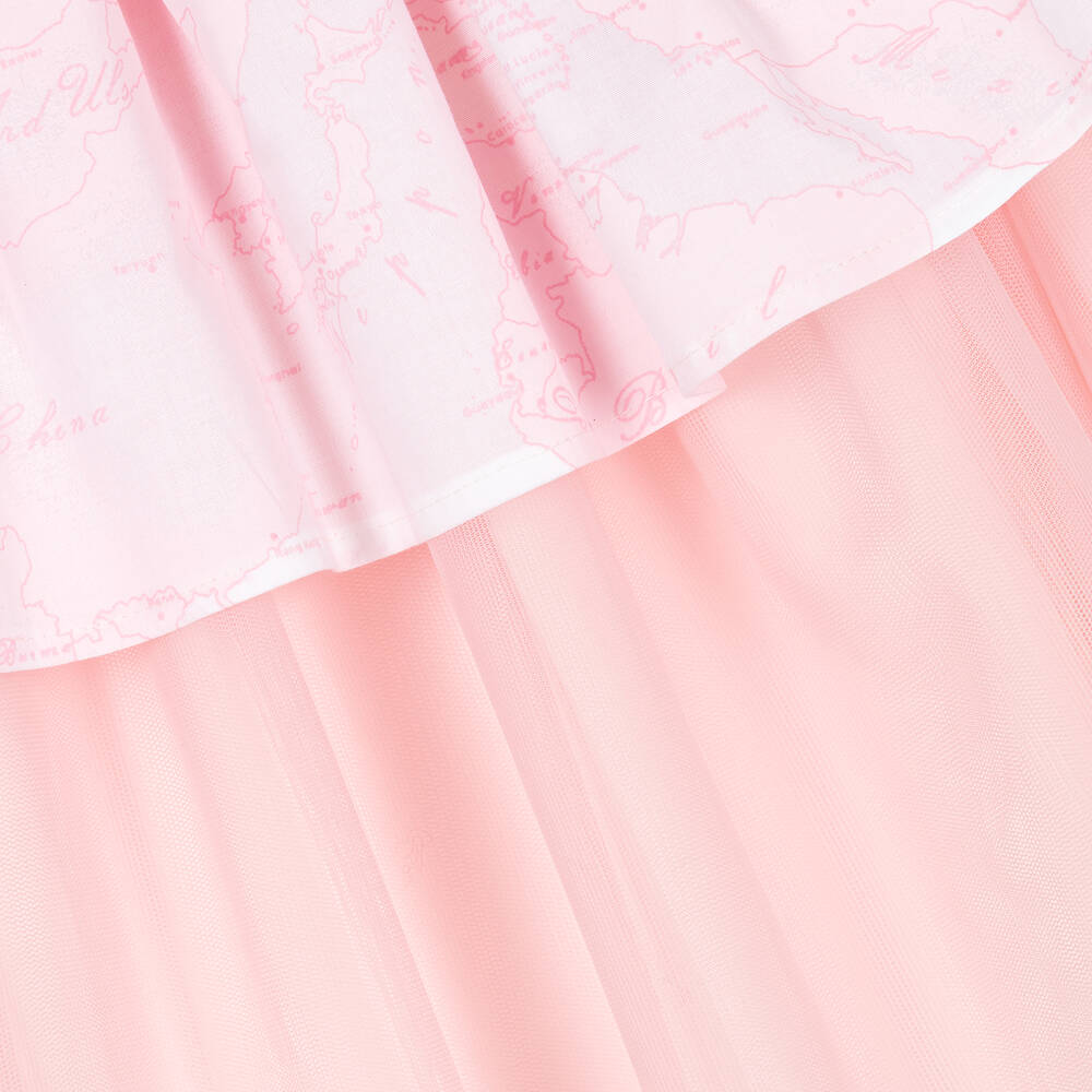 Alviero Martini-تنورة تينز بناتي بطبقات تول لون زهري | Childrensalon Outlet