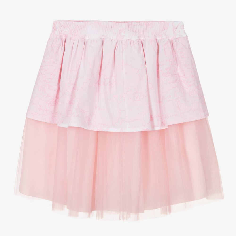 Alviero Martini-تنورة تينز بناتي بطبقات تول لون زهري | Childrensalon Outlet