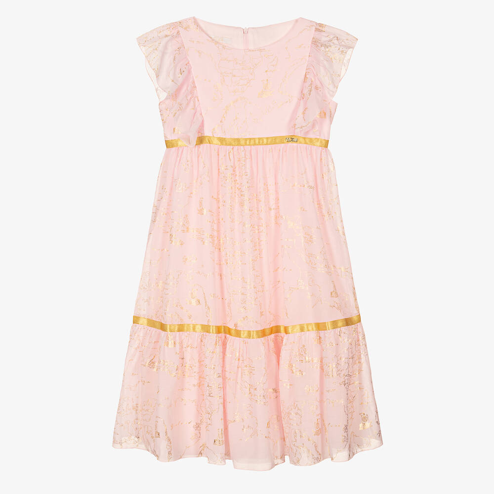 Alviero Martini - Teen Landkarten-Kleid in Rosa/Gold | Childrensalon