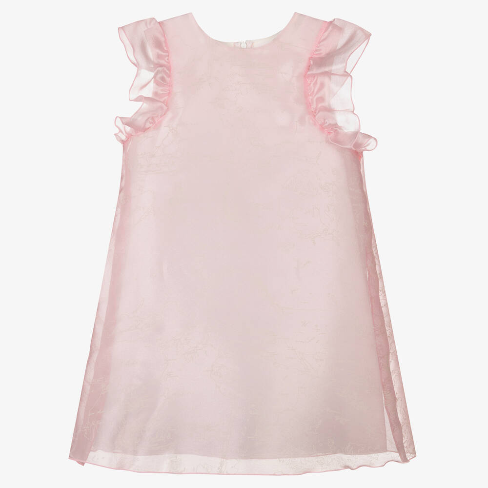 Alviero Martini-Teen Girls Pink Organza Geo Map Dress  | Childrensalon Outlet