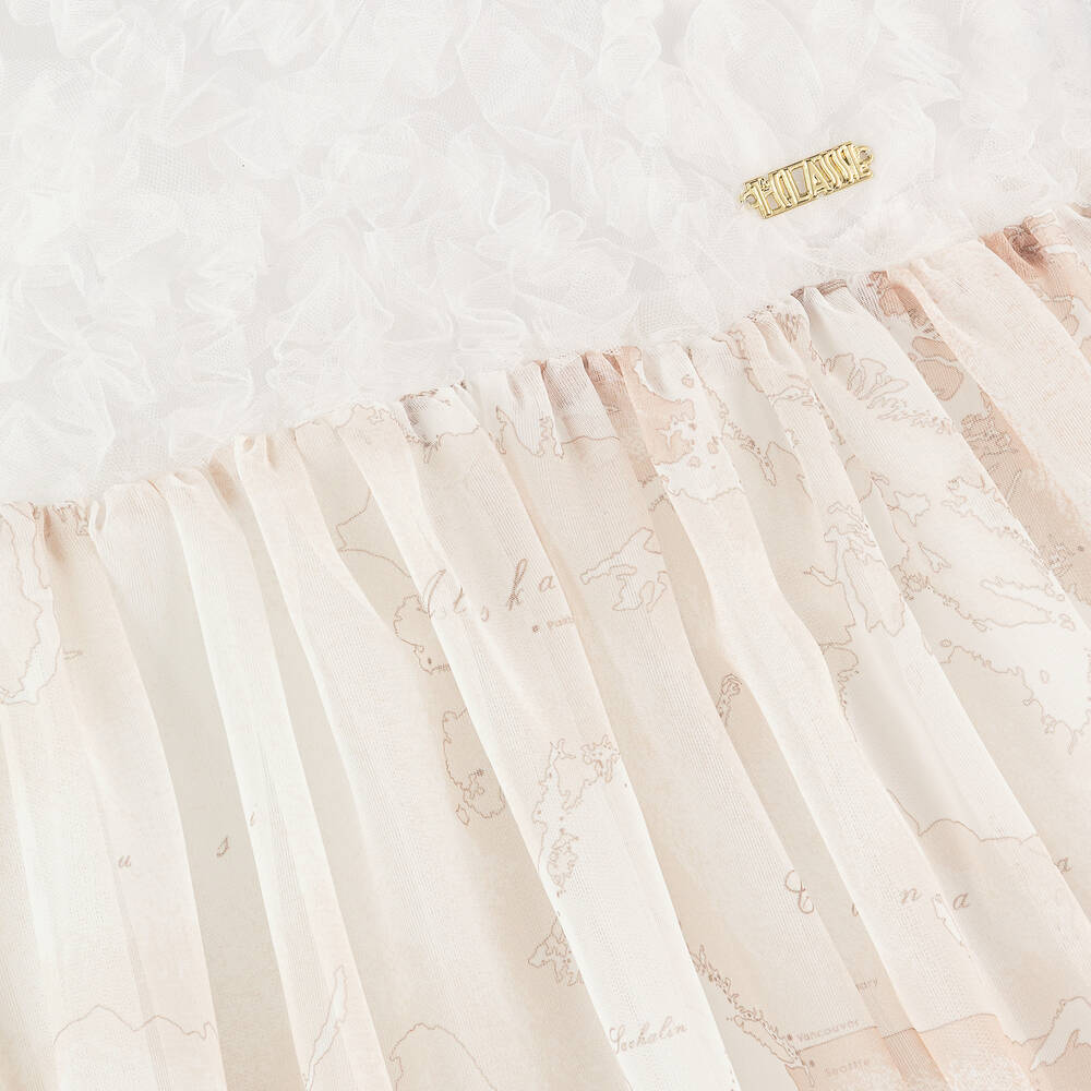 Alviero Martini-Teen Girls White & Ivory Geo Midi Dress | Childrensalon Outlet