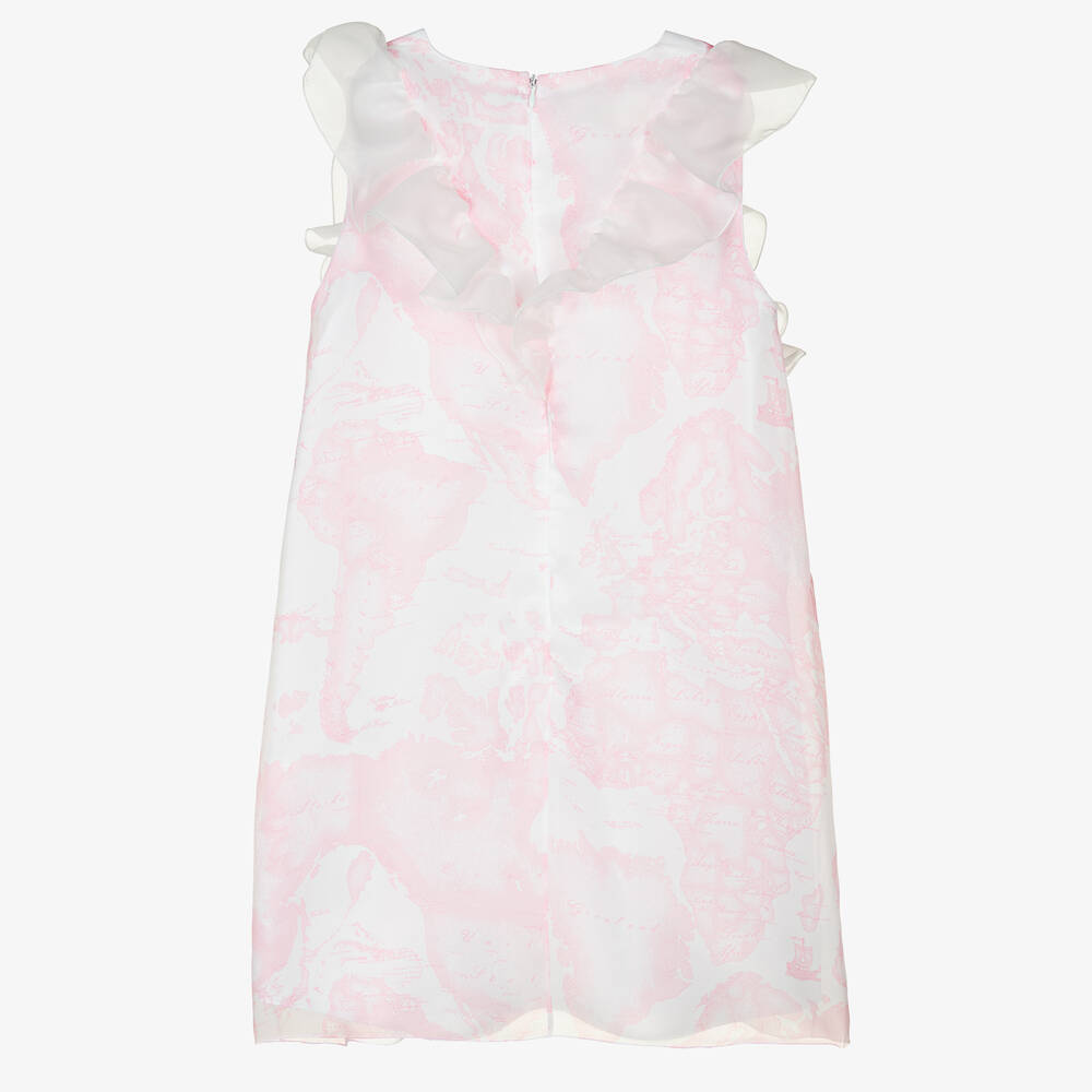 Alviero Martini-Teen Girls White & Pink Organza Geo Dress | Childrensalon Outlet