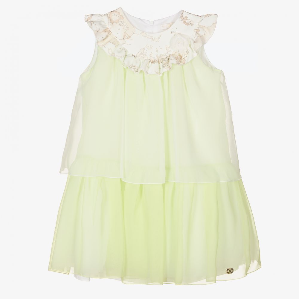 Alviero Martini - Teen Green Chiffon Map Dress | Childrensalon