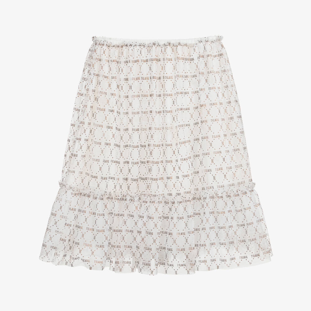 Alviero Martini-Teen Ivory Geo Map Logo Skirt | Childrensalon Outlet