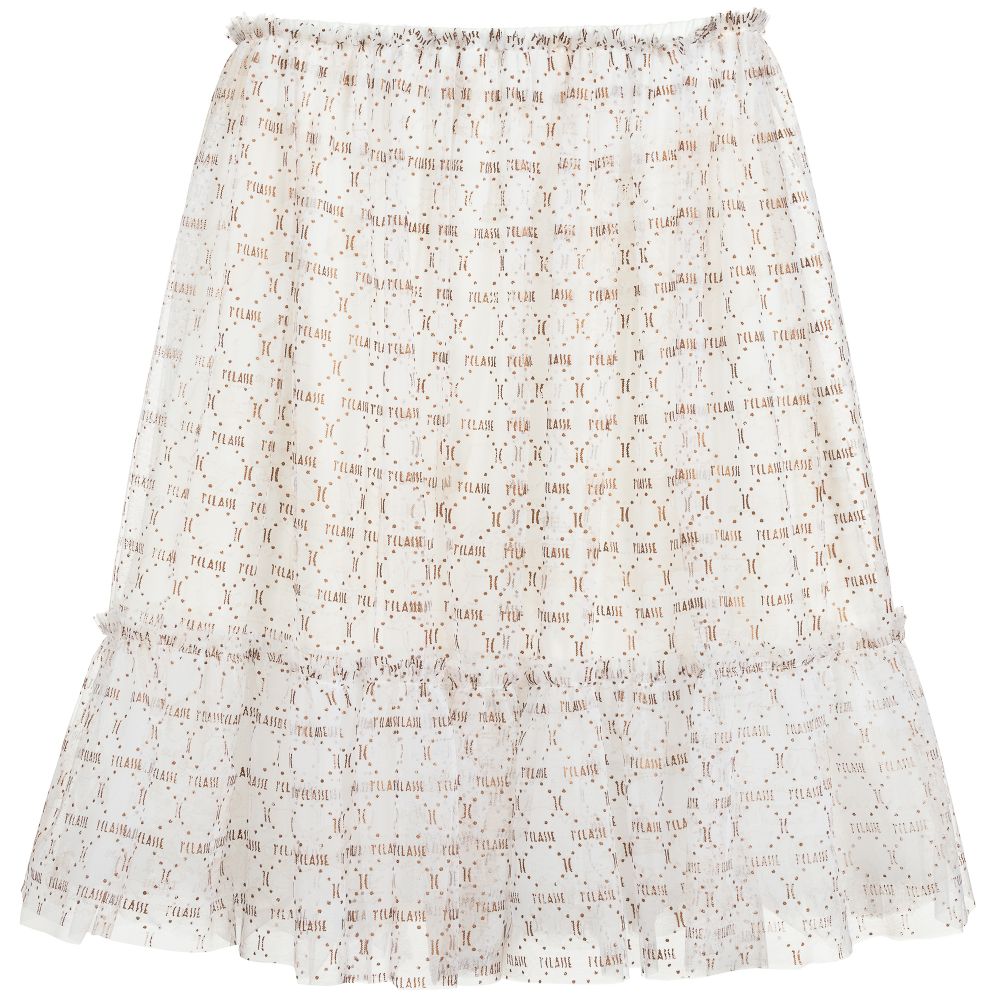 Alviero Martini-Teen Ivory Geo Map Logo Skirt | Childrensalon Outlet
