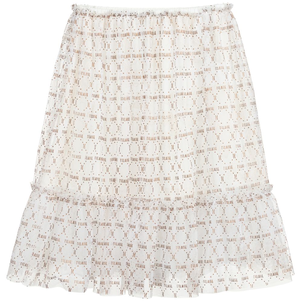 Alviero Martini-Teen Ivory Geo Map Logo Skirt | Childrensalon Outlet