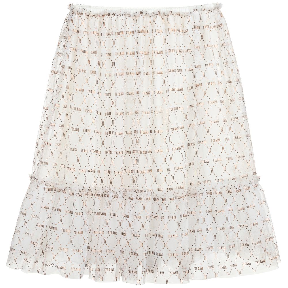 Alviero Martini - Teen Ivory Geo Map Logo Skirt | Childrensalon