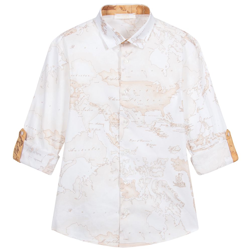 Alviero Martini - Chemise beige et ivoire Carte géo Ado | Childrensalon