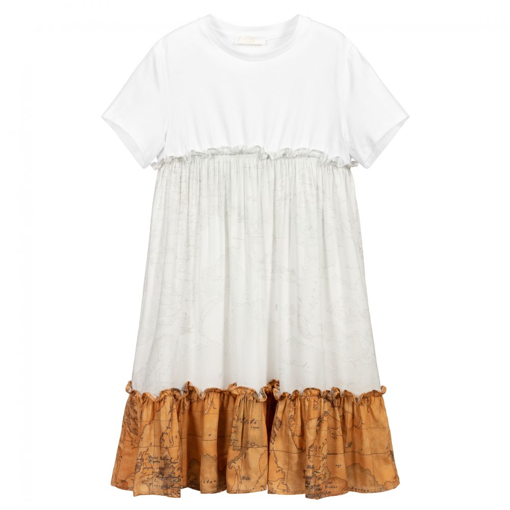 Alviero Martini - Teen White Geo Map Dress | Childrensalon