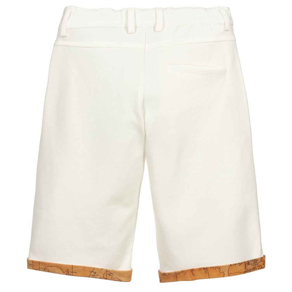 Alviero Martini-Белые шорты с картой мира для подростков | Childrensalon Outlet