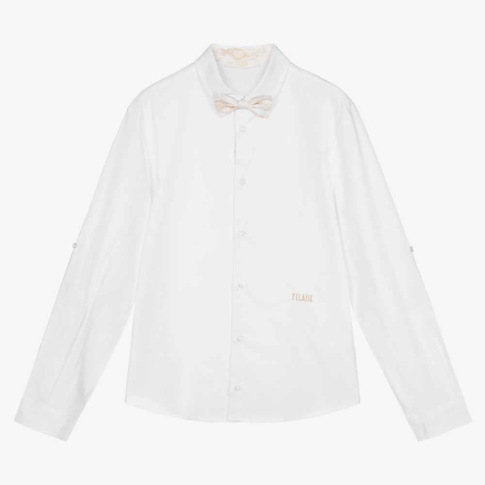Alviero Martini - قميص وربطة عنق تينز ولادي قطن لون أبيض | Childrensalon