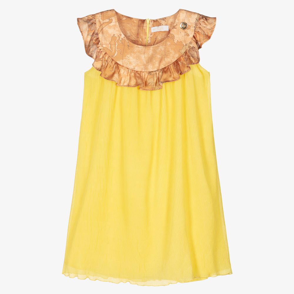 Alviero Martini - Желтое платье с картой мира для подростков | Childrensalon
