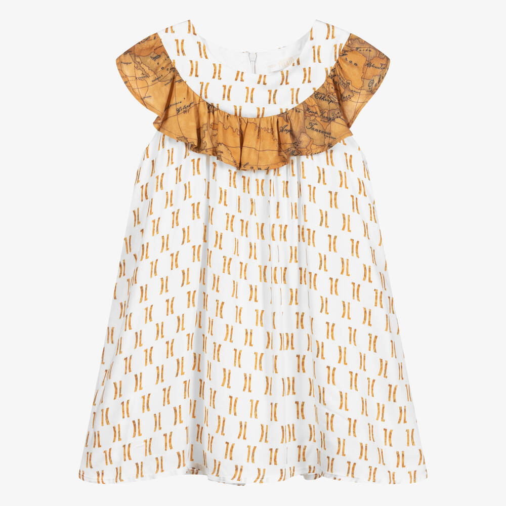 Alviero Martini - 1a Classe Kleid in Weiß und Beige | Childrensalon