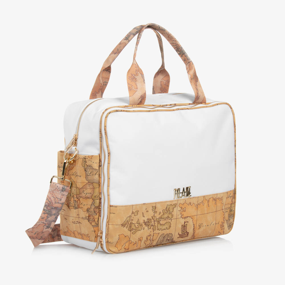 Alviero Martini-حقيبة تغيير الحفاضات لون بيج وأبيض للبنات الرضع (36 سم) | Childrensalon Outlet