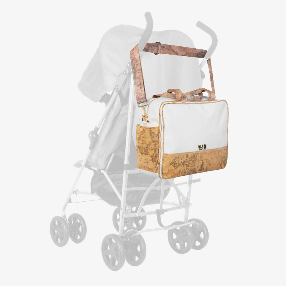 Alviero Martini-حقيبة تغيير الحفاضات لون بيج وأبيض للبنات الرضع (36 سم) | Childrensalon Outlet