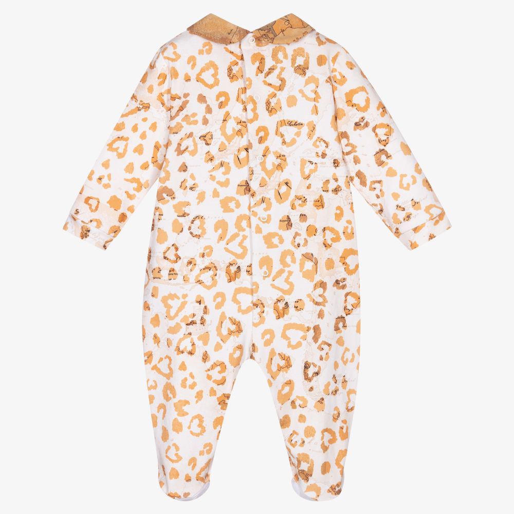 Alviero Martini-White & Beige Geo Map Babygrow | Childrensalon Outlet