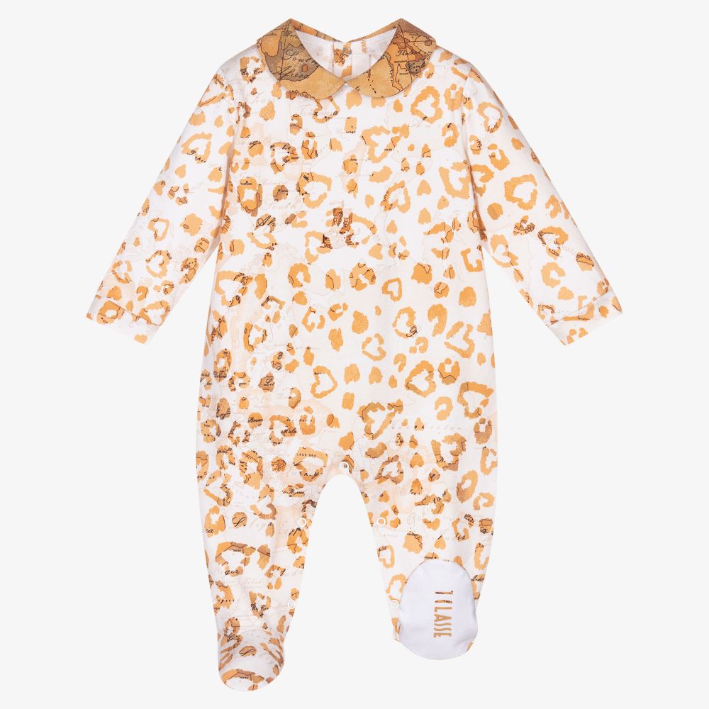 Alviero Martini-White & Beige Geo Map Babygrow | Childrensalon Outlet