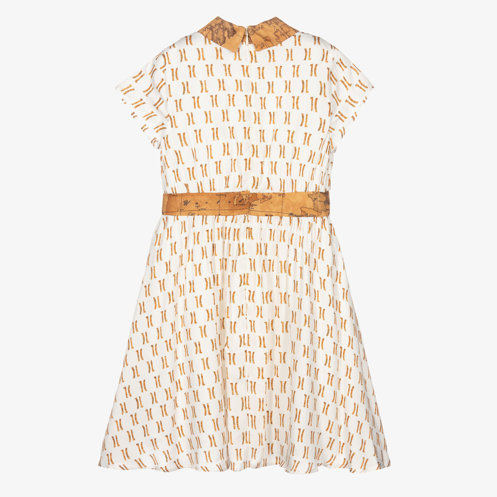 Alviero Martini-White & Beige Geo Map Dress | Childrensalon Outlet