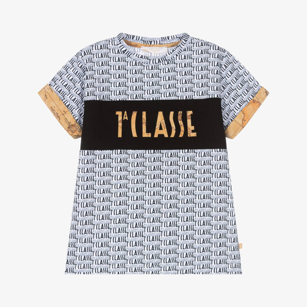 Alviero Martini-White & Black 1a Classe Logo T-Shirt | Childrensalon Outlet