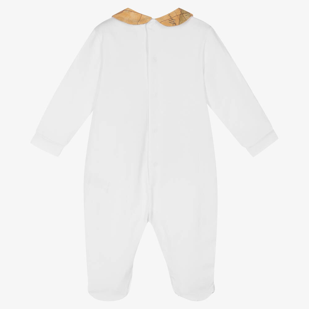 Alviero Martini-White Cotton Geo Babygrow | Childrensalon Outlet
