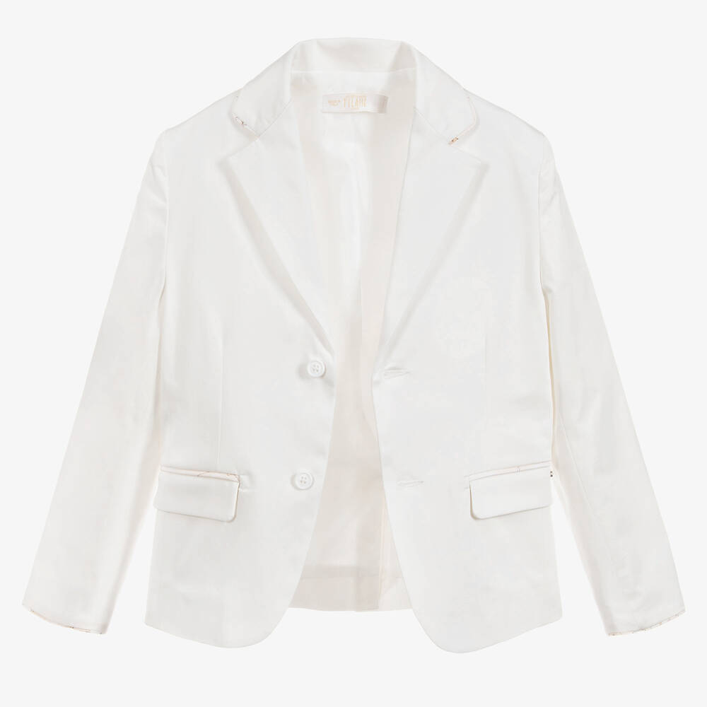 Alviero Martini-White Cotton Geo Map Jacket  | Childrensalon Outlet