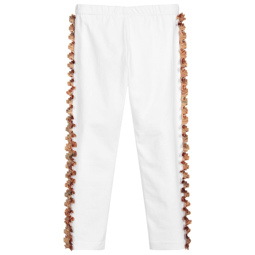 الفيرو مارتيني-ليغنغز قطن جيرسي لون أبيض و بيج للبنات | Childrensalon Outlet