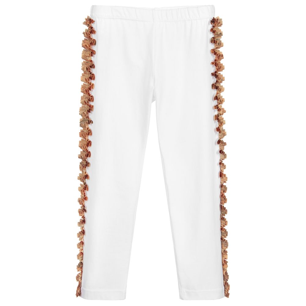 Alviero Martini-White Cotton Geo Map Leggings | Childrensalon Outlet