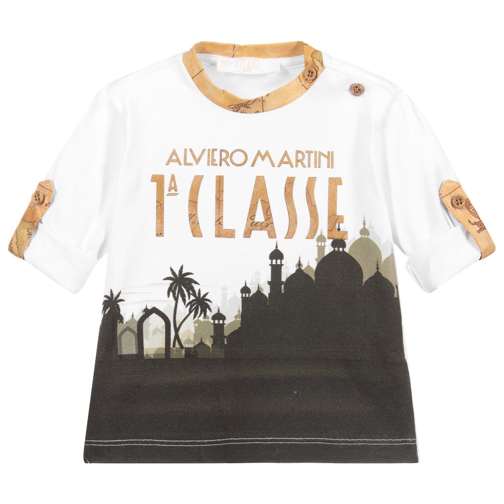 Alviero Martini-White Cotton Logo Top | Childrensalon Outlet