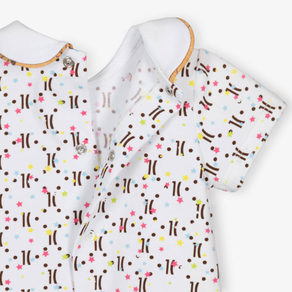 Alviero Martini-White Cotton Shortie with Star Logos | Childrensalon Outlet