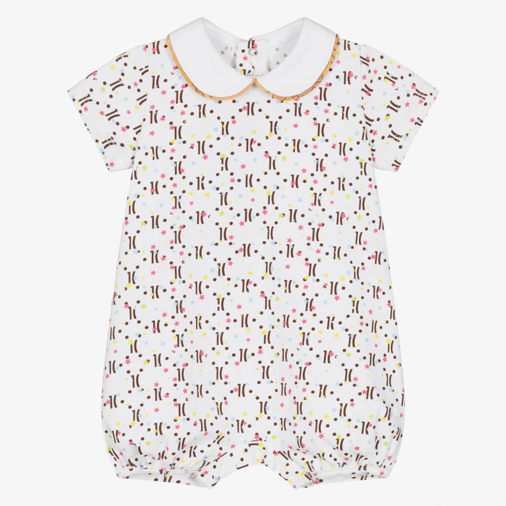 Alviero Martini-White Cotton Shortie with Star Logos | Childrensalon Outlet