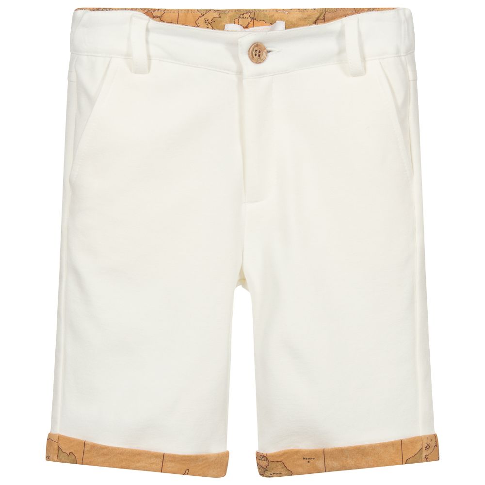 Alviero Martini - White Geo Map Jersey Shorts | Childrensalon