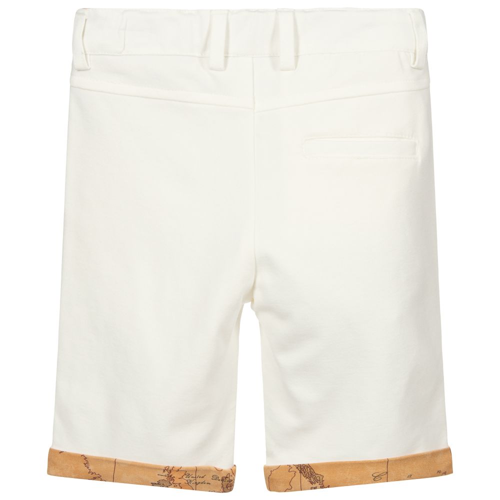 Alviero Martini-White Geo Map Jersey Shorts | Childrensalon Outlet