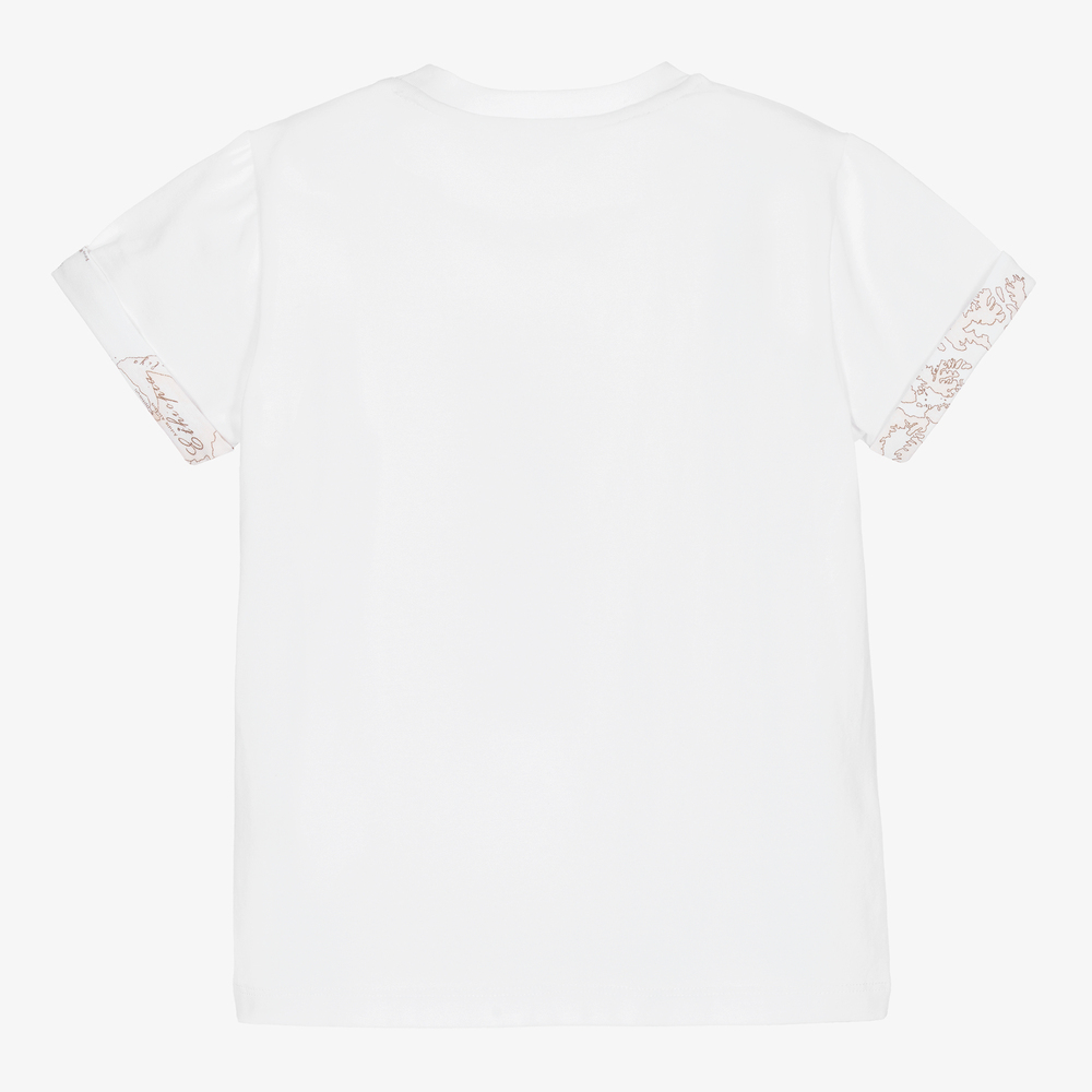Alviero Martini-White Geo Map Logo T-Shirt | Childrensalon Outlet